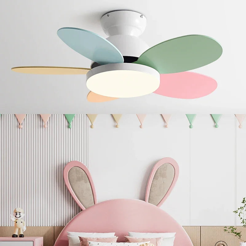 Modern Kids Ceiling Fan with Light and Remote Control