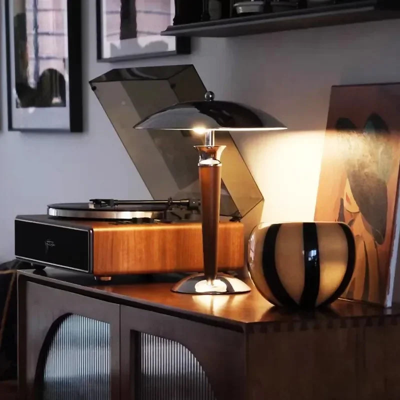 Industrial Style Wood and Iron Desk Lamp
