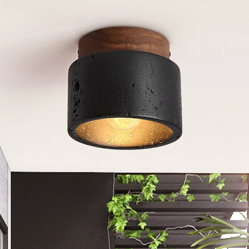 Italian Black Travertine Spot Ceiling Light
