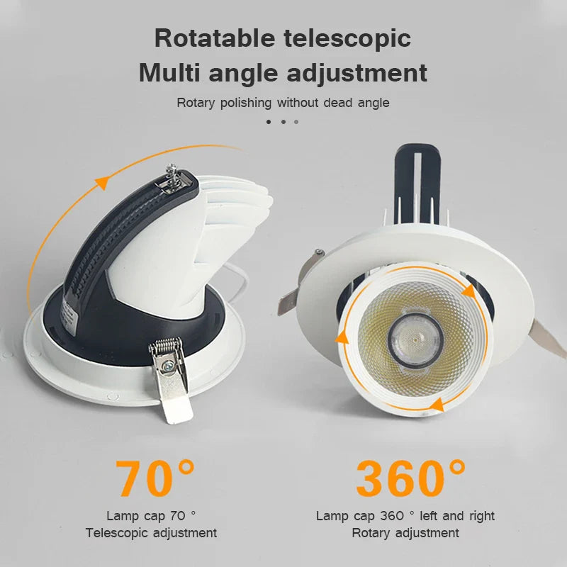 Adjustable 360° Rotation Dimmable LED Recessed Spotlight for Dining & Living Room