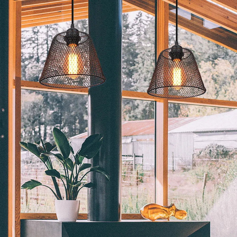 Retro Industrial Metal Cage Pendant Light for Home Decor
