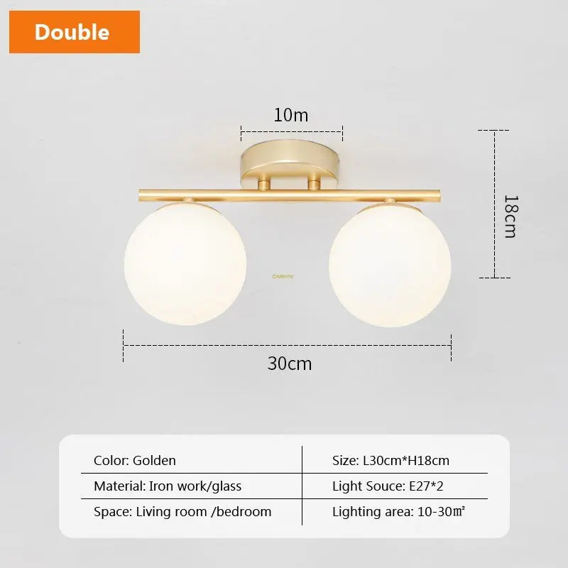 Nordic LED Ceiling Light Fixture - Modern Glass Ball Chandelier for Hallway, Balcony, and Kitchen