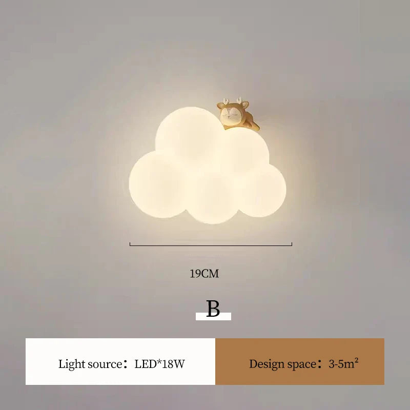 Minimalist LED Wall Appliques - Monkey, Rabbit, Cloud for Kids