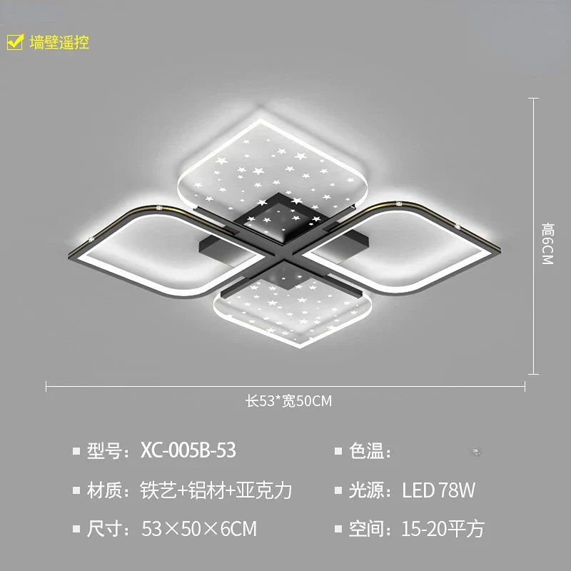 Modern LED Starry Sky Four-Leaf Grass Chandelier