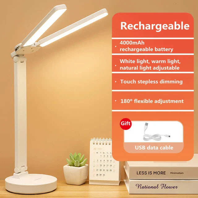 Adjustable Touch LED Desk Lamp with 3 Brightness Levels, USB Rechargeable, Eye Protection, Foldable Table Lamp for Bedroom and Reading