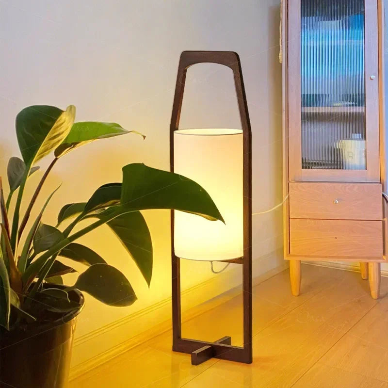 Wabi Sabi Japanese Wooden Floor Lamp for Zen Home Decor