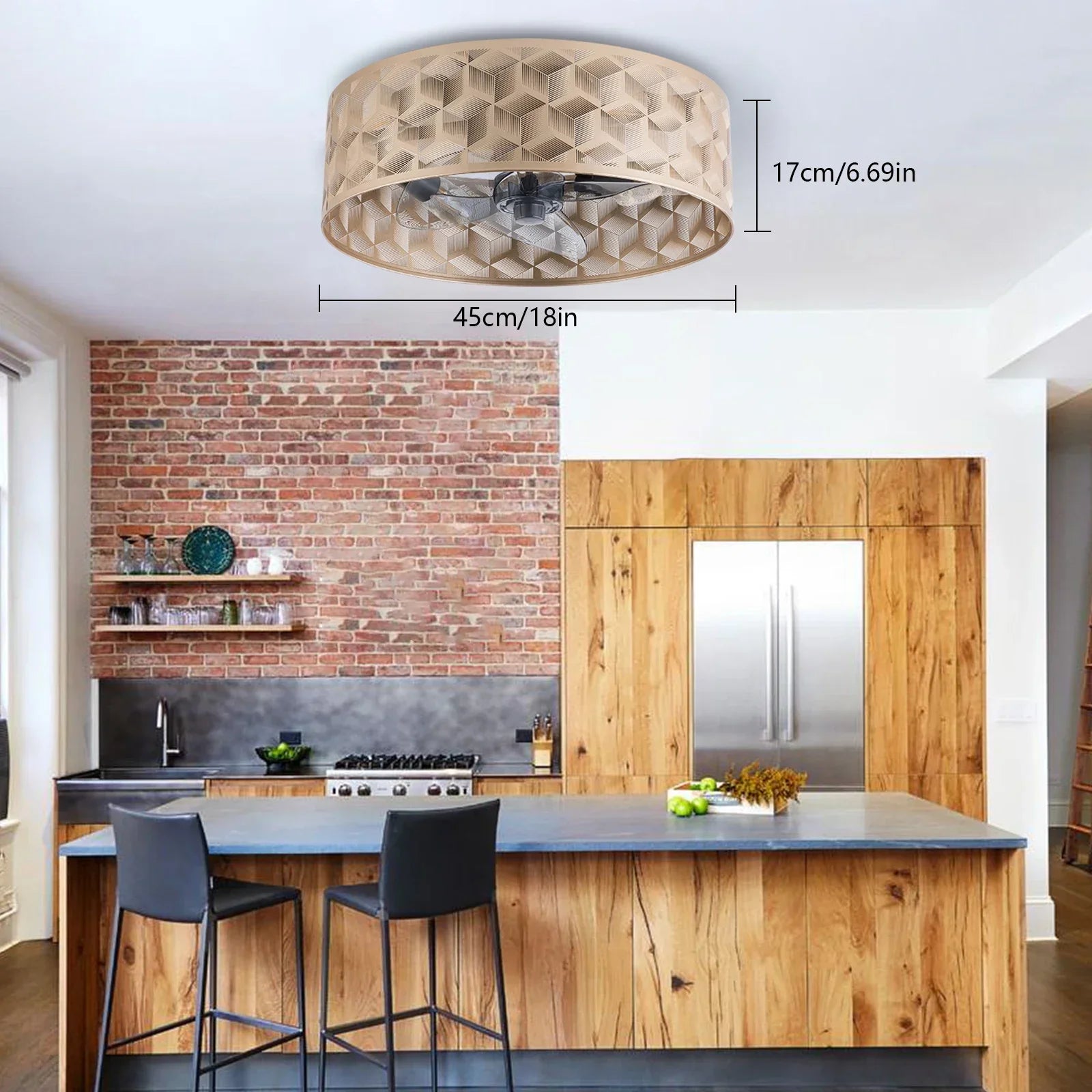 Recessed Ceiling Fan with Light and Remote Control