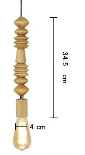 Retro Oak Wood Suspension with Geometric Beads