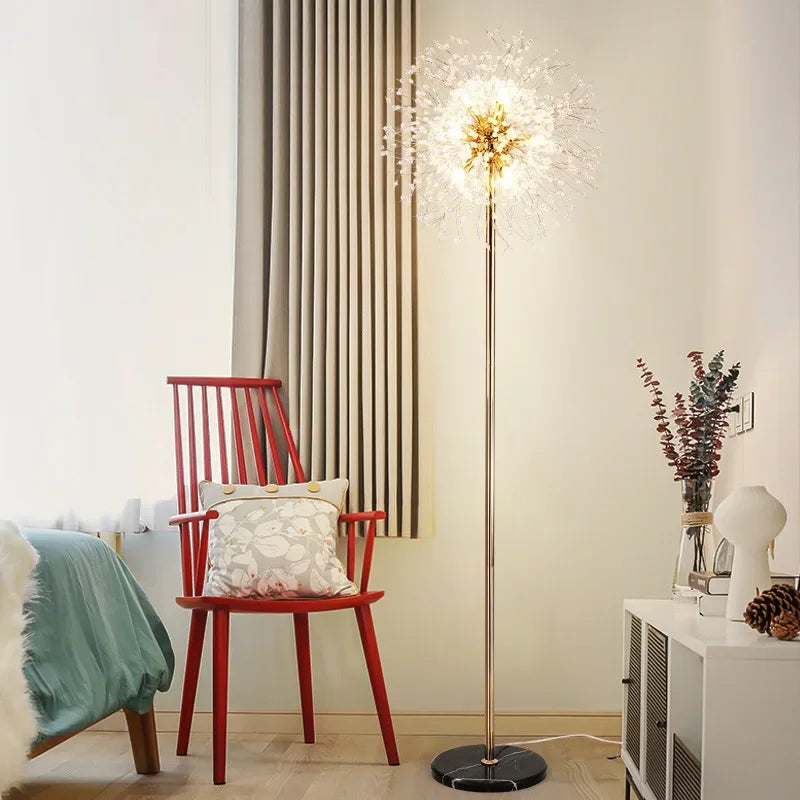 Luxury Scandinavian Dandelion Chrome Gold Floor Lamp for Interiors