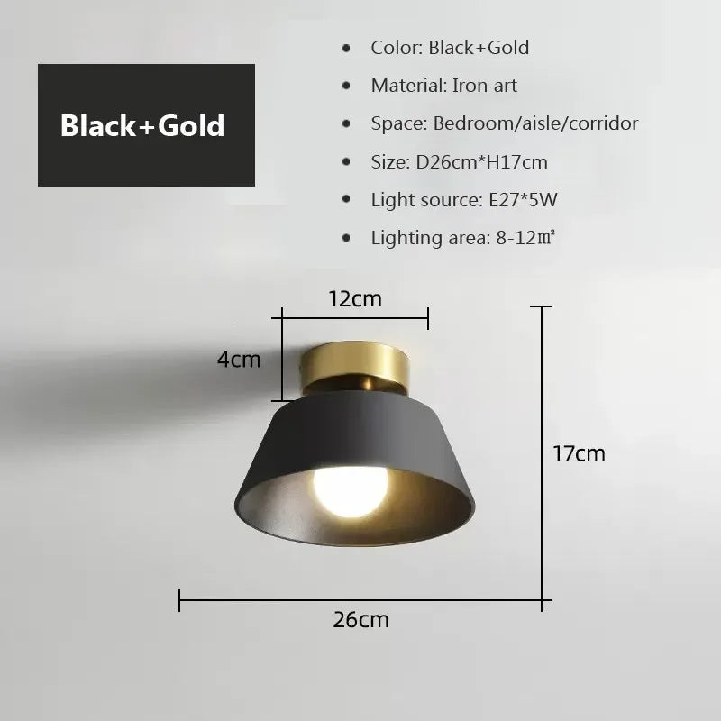 Retro Iron LED Ceiling Light with Round Shade