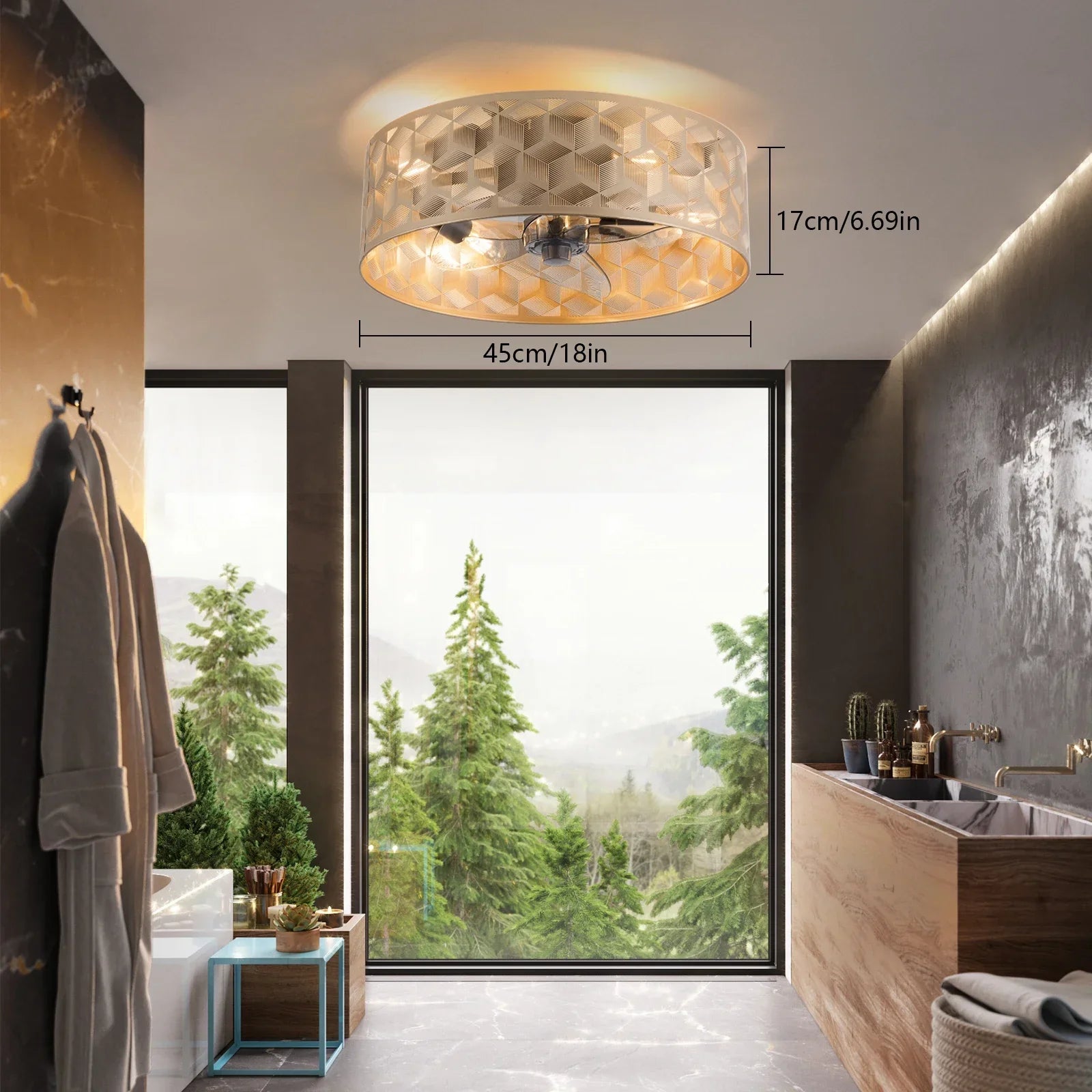 Recessed Ceiling Fan with Light and Remote Control