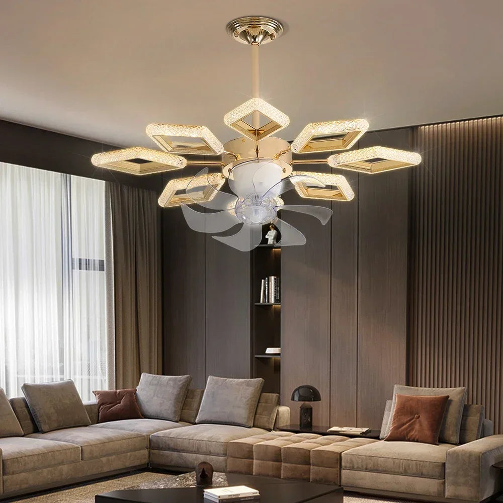 LED Crystal Ceiling Fan with Dimmable Remote Control