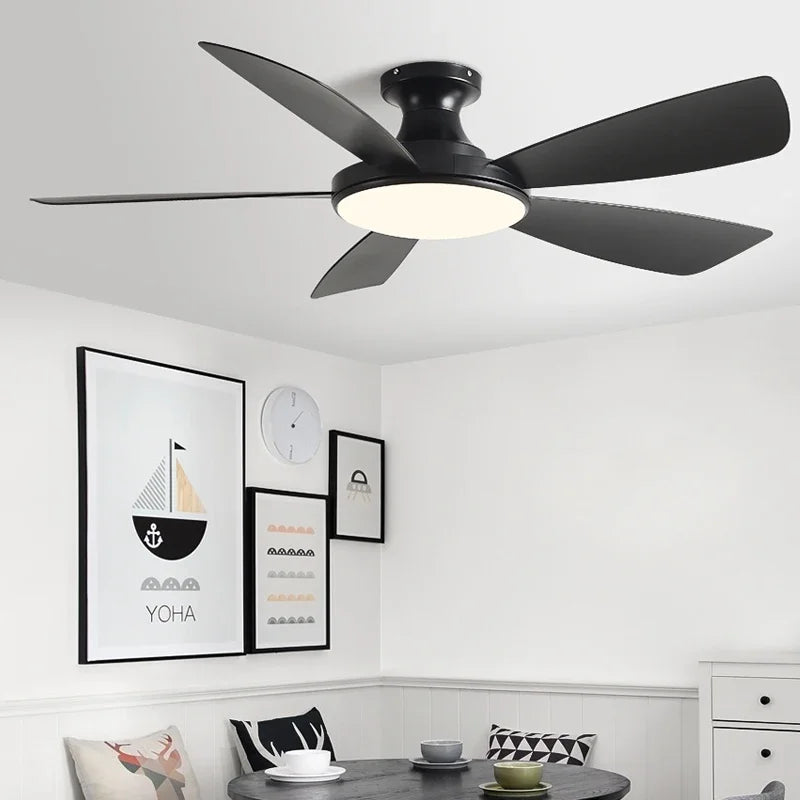 Modern Low Profile Ceiling Fan with LED Light and Remote Control