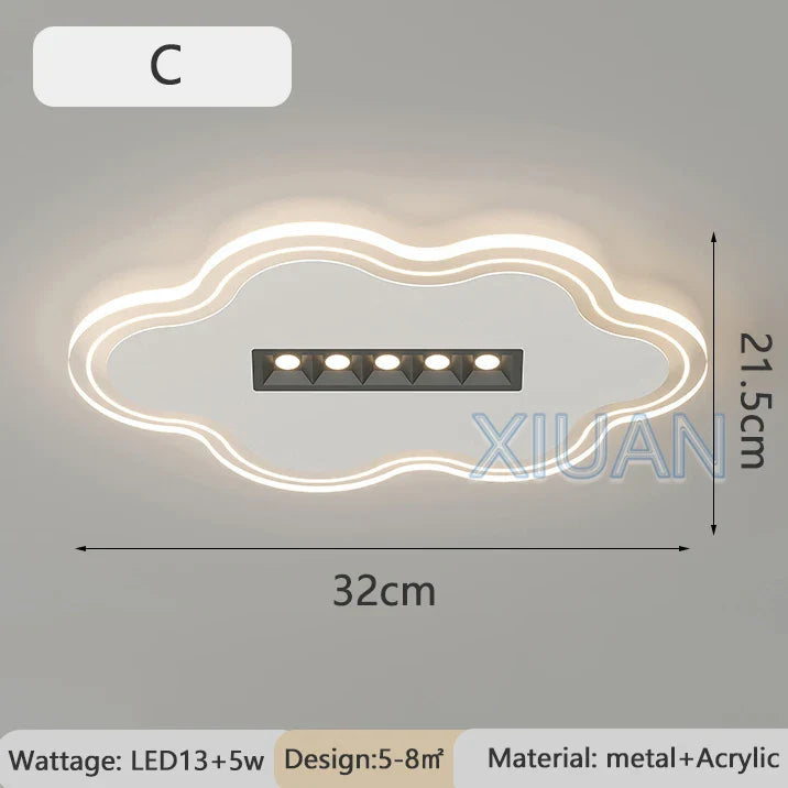 Simple Ceiling Light with Square White Spot and Round Cloud