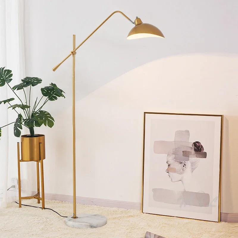 Adjustable Gold Nordic Floor Lamp with Marble Base