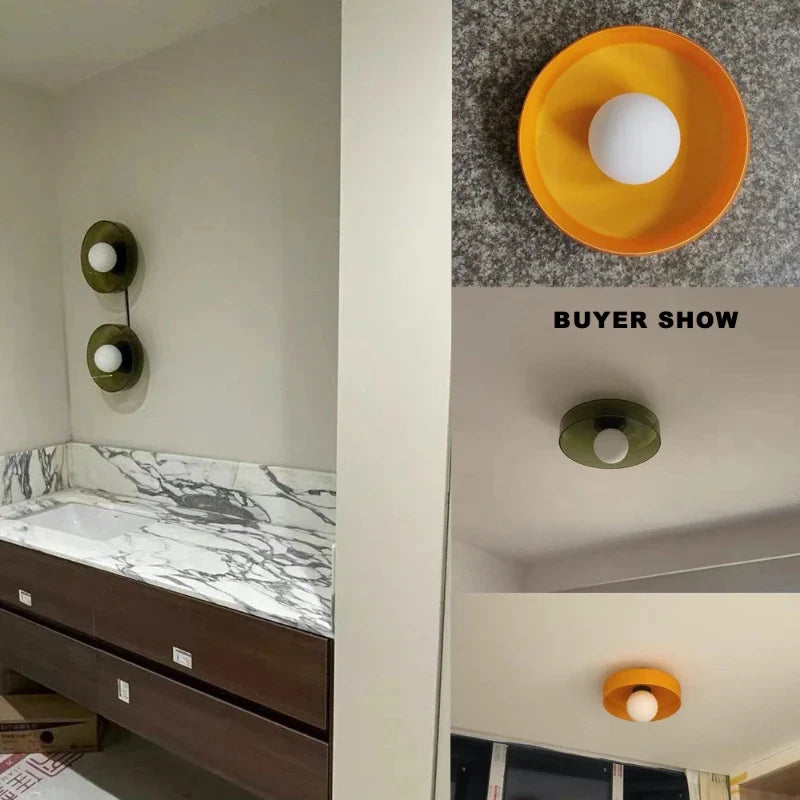 Italian Glass Wall Sconce in White, Green, and Orange