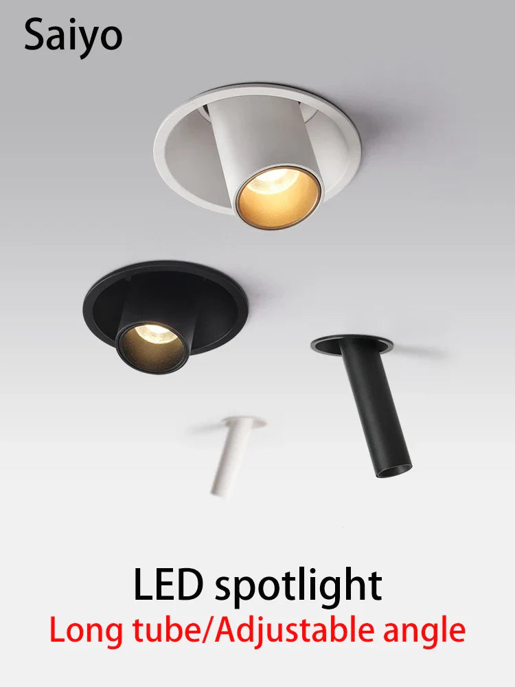 Adjustable Angle Long Tube LED Recessed Spotlights