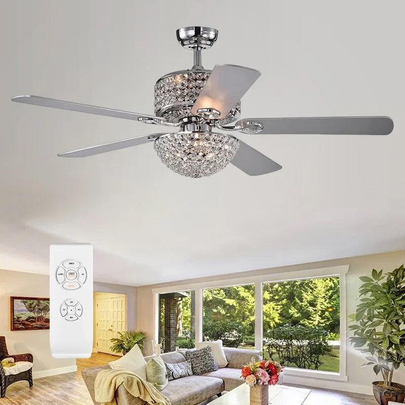 Crystal Ceiling Fan with Remote Control and Lights