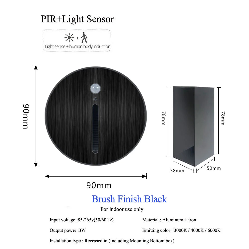 Aluminum Wall Sconce with PIR Sensor and Integrated Night Light