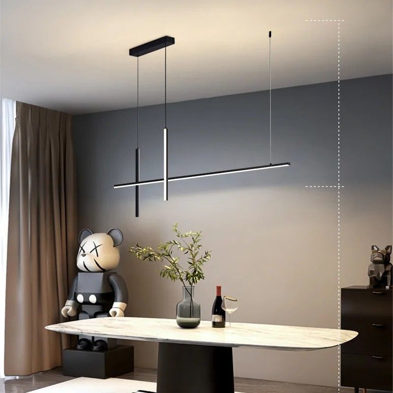 Lustre Led minimaliste moderne dimmable noir pour Table salle à manger cuisine Bar Suspension éclairage Suspension Design Lustre