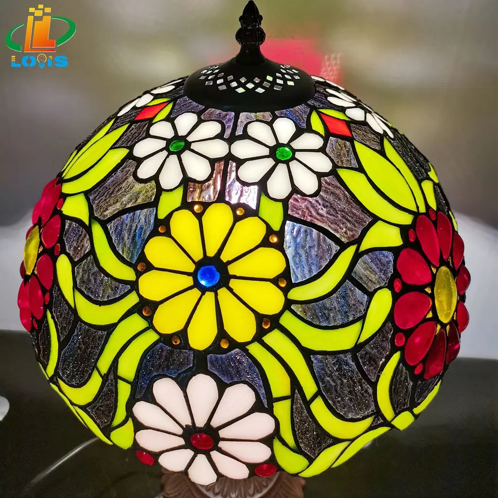 Vintage Tiffany Style Creative Glass Bedside Lamp