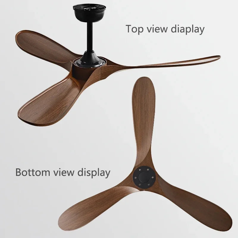 Vintage Wood Industrial Ceiling Fan with Remote Control