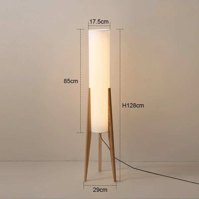 Modern Nordic Solid Wood Floor Lamp with Fabric Shade for Living Room, Bedroom, and Restaurant Décor