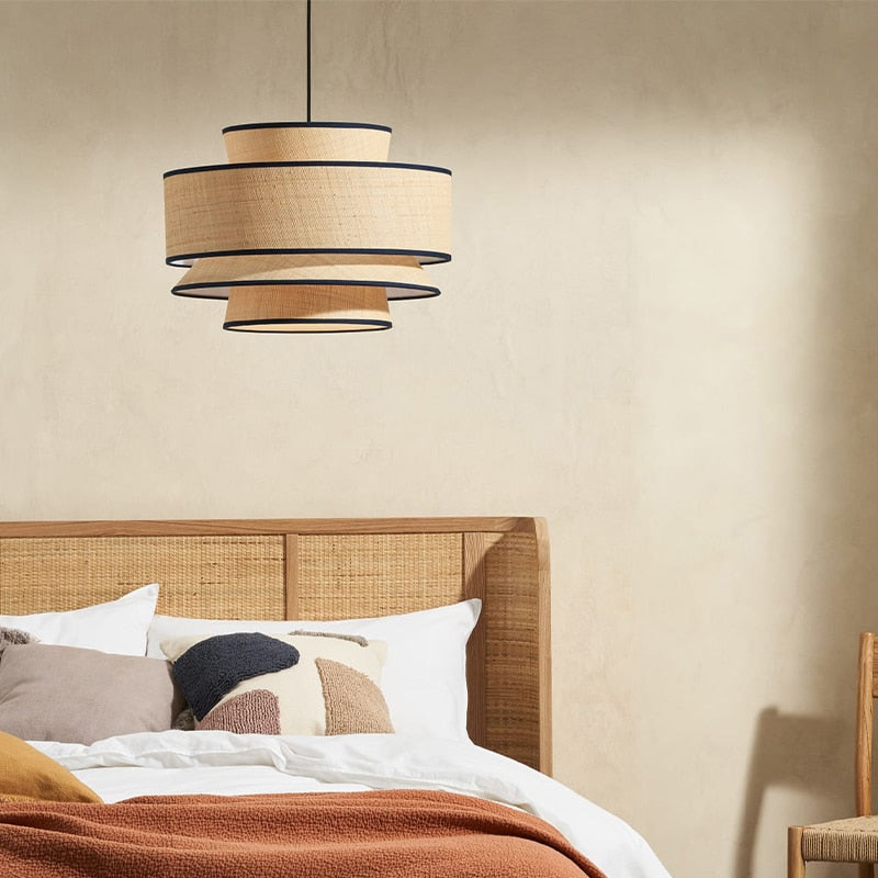 Modern Multi-Shade Rattan Pendant Light Bria