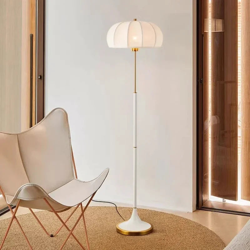 Nordic Retro Fabric Floor Lamp with LED Light