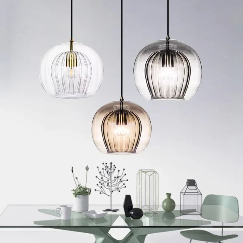 Smoke Gray Nordic Design Glass LED Pendant Light