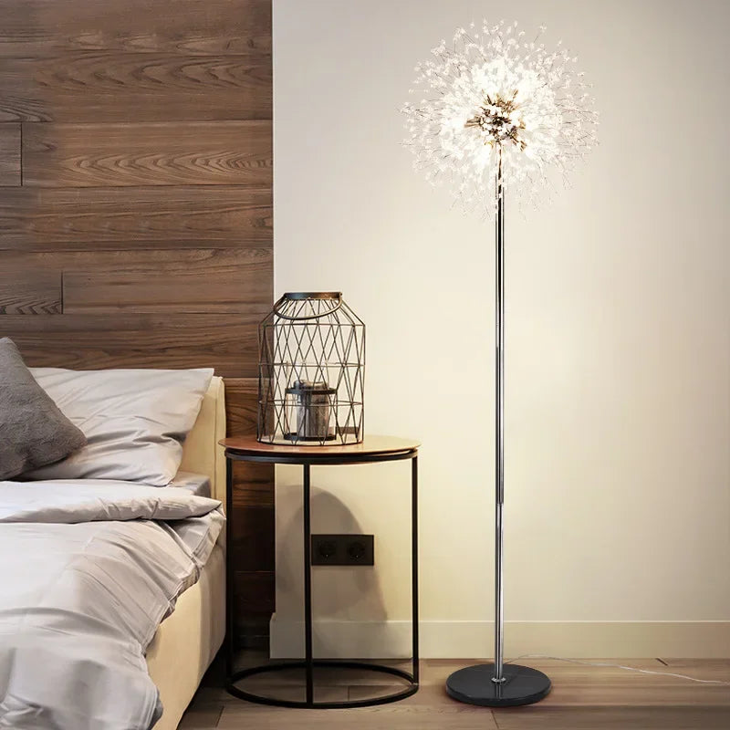 Luxury Scandinavian Dandelion Chrome Gold Floor Lamp for Interiors