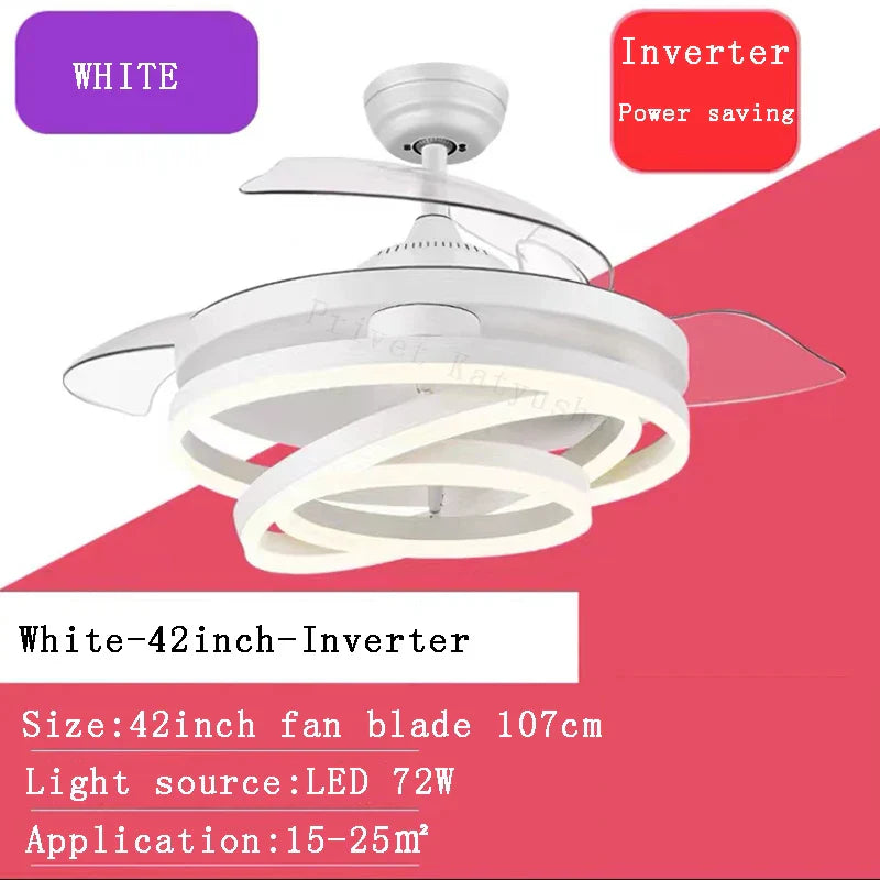 Modern Ceiling Fan with LED Lights and Rechargeable Remote