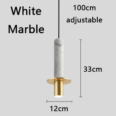 Marble Pendant Light with Metal LED Shade