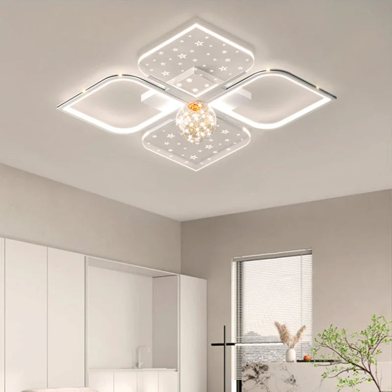 Modern LED Starry Sky Four-Leaf Grass Chandelier
