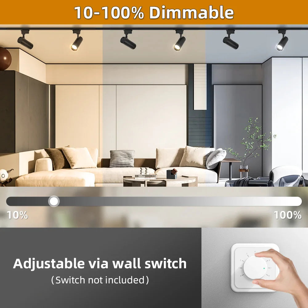 Adjustable Intensity Modern Rail Spot Light for Interior Design
