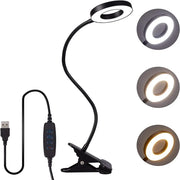 48 LED USB Clip Desk Lamp, 360° Flexible Eye Protection Reading Light with 3 Brightness Levels