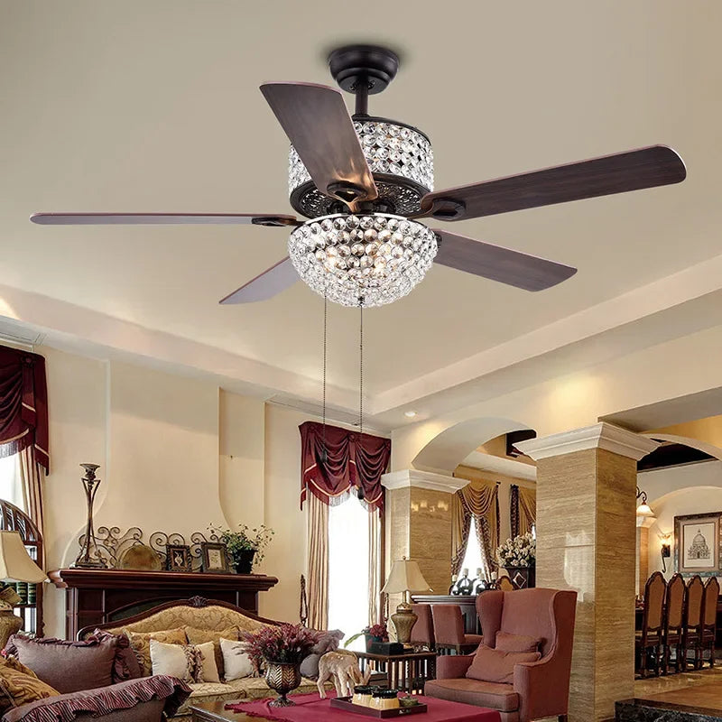 Crystal Ceiling Fan with Remote Control and Lights