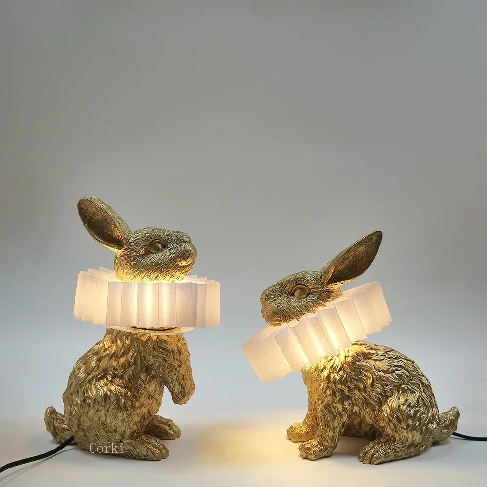 Modern Nordic Decorative Resin Rabbit Bedside Lamp