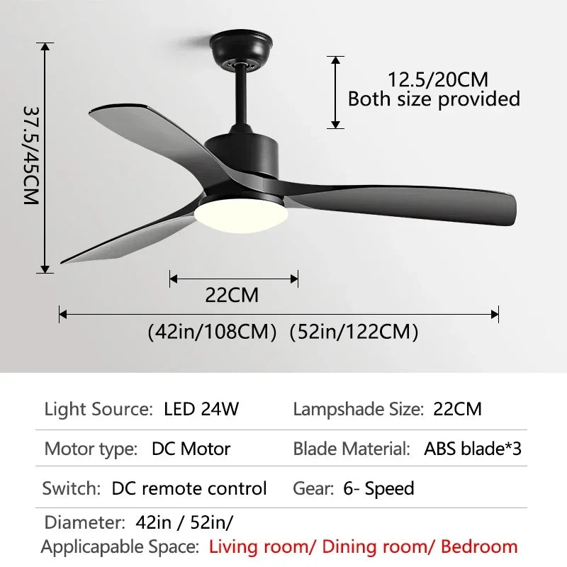 ventilateur de plafond en bois lumineux avec télécommande