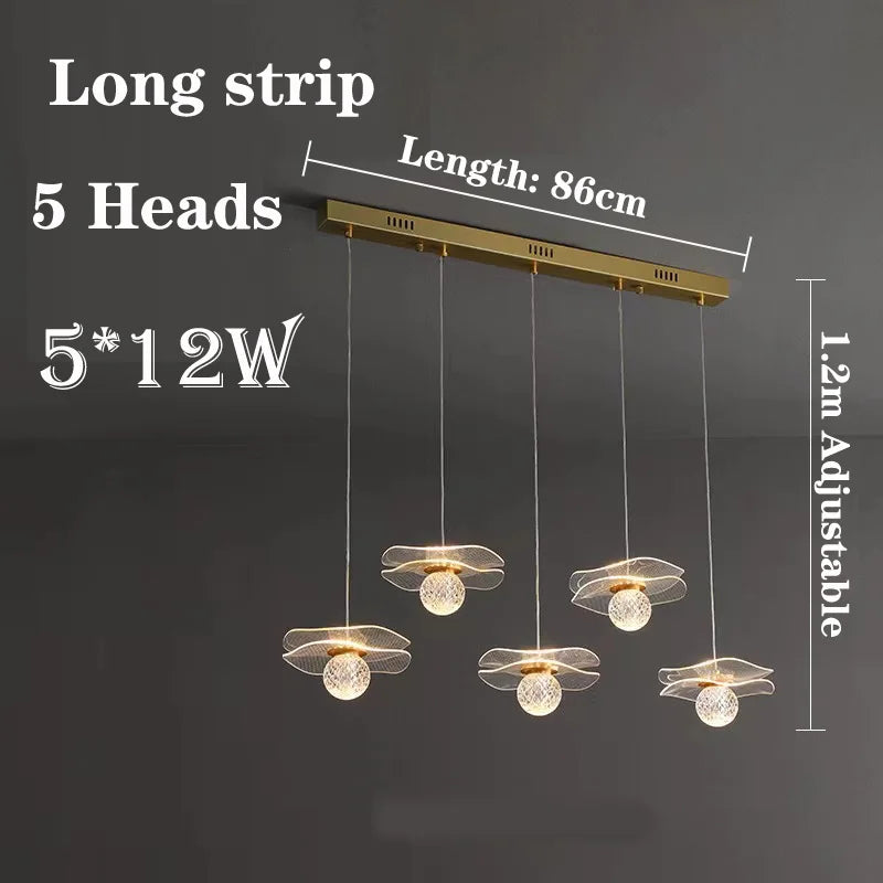 Custom LED Crystal Lotus Leaf Pendant Light