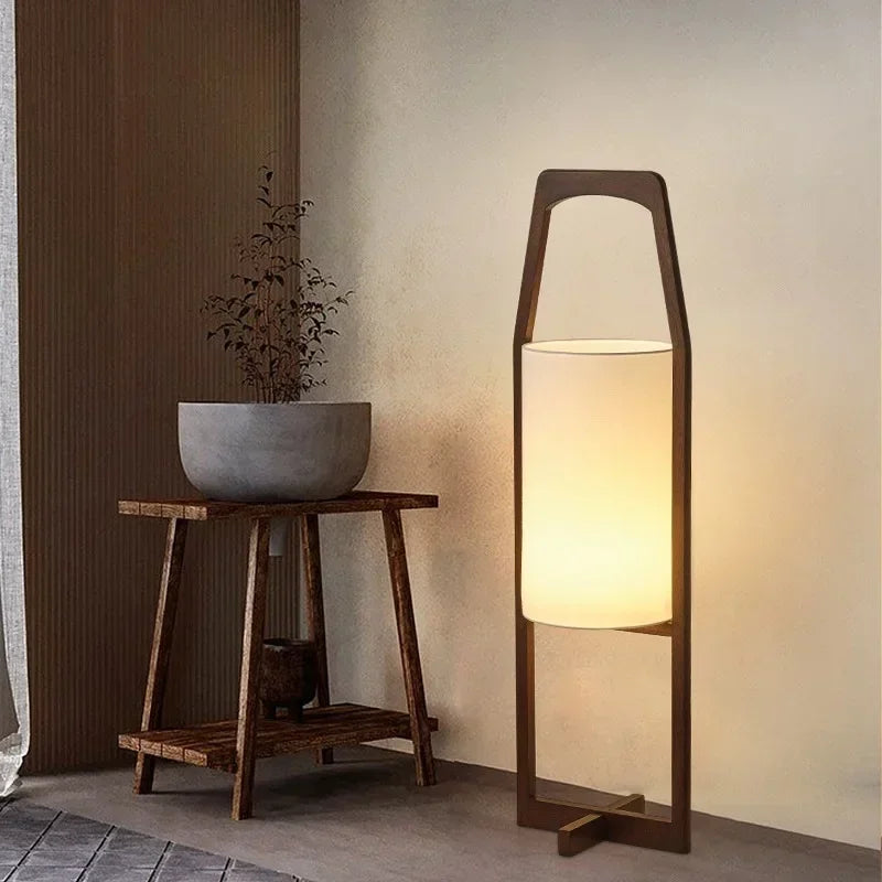 Wabi Sabi Japanese Wooden Floor Lamp for Zen Home Decor