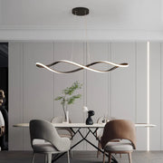Modern LED Suspension Chandelier for Dining Room & Living Room - 92cm Gold/Chrome/Black with Remote/App Control