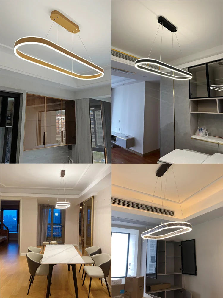 Modern Dimmable LED Ring Chandelier