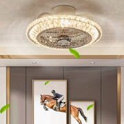 Modern Crystal Ceiling Fan with Remote Control & Silent 3 Speeds