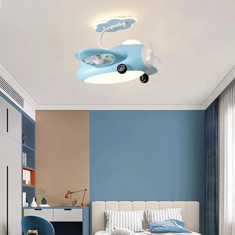 Ceiling Fan with LED Light for Kids' Room and Play Area