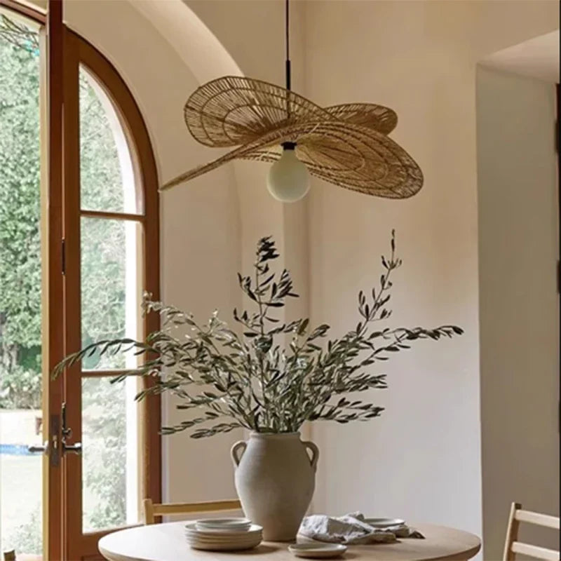 Handmade Woven Rattan Wabi-Sabi Pendant Lights for Home, Restaurant, and Creative Spaces