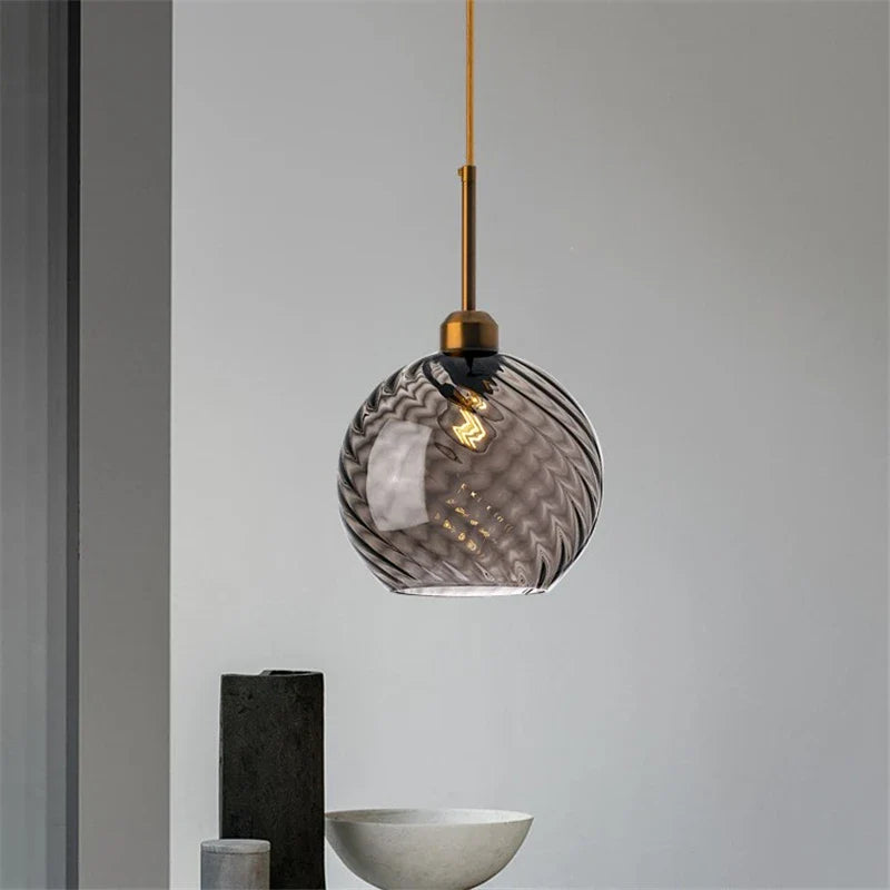 Modern Water Grain Glass LED Pendant Light for Home Decor
