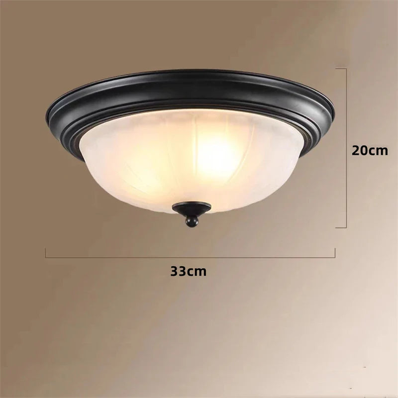 Vintage Black Bronze Ceiling Light with Frosted Glass Shade