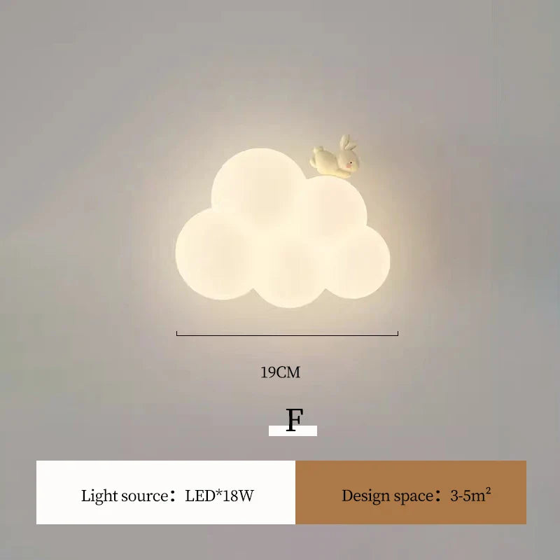 Minimalist LED Wall Appliques - Monkey, Rabbit, Cloud for Kids