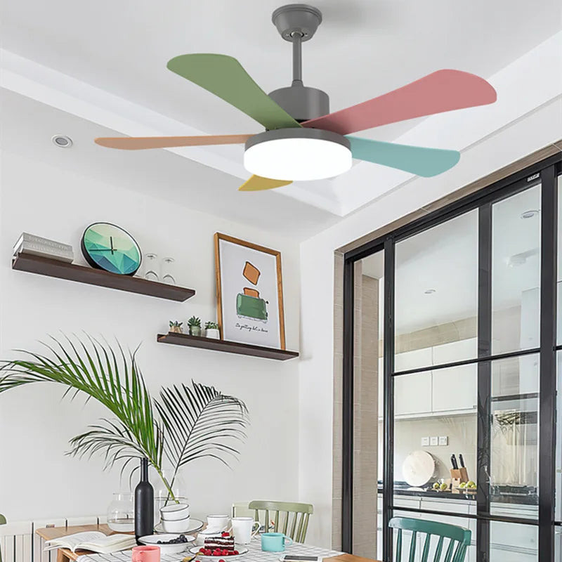 Modern LED Ceiling Fan with Smart Remote and Three Colors